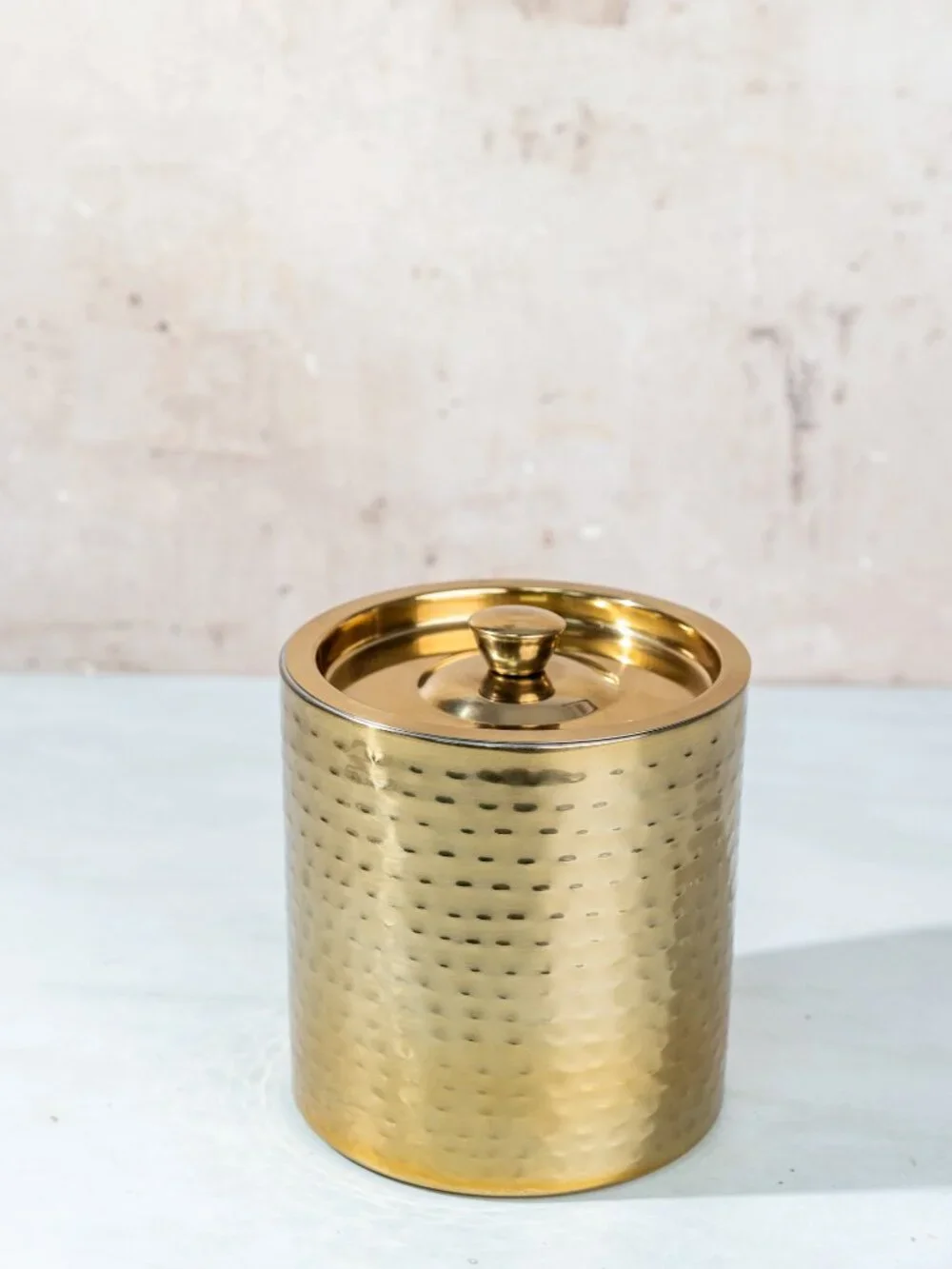 Gold Hammered Metal Insulated Ice Bucket